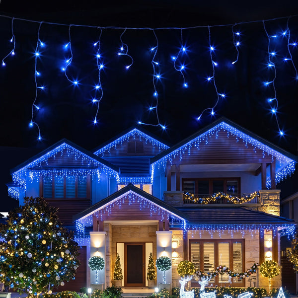32M Solar Blue LED Icicle Christmas Lights with 960 LEDs