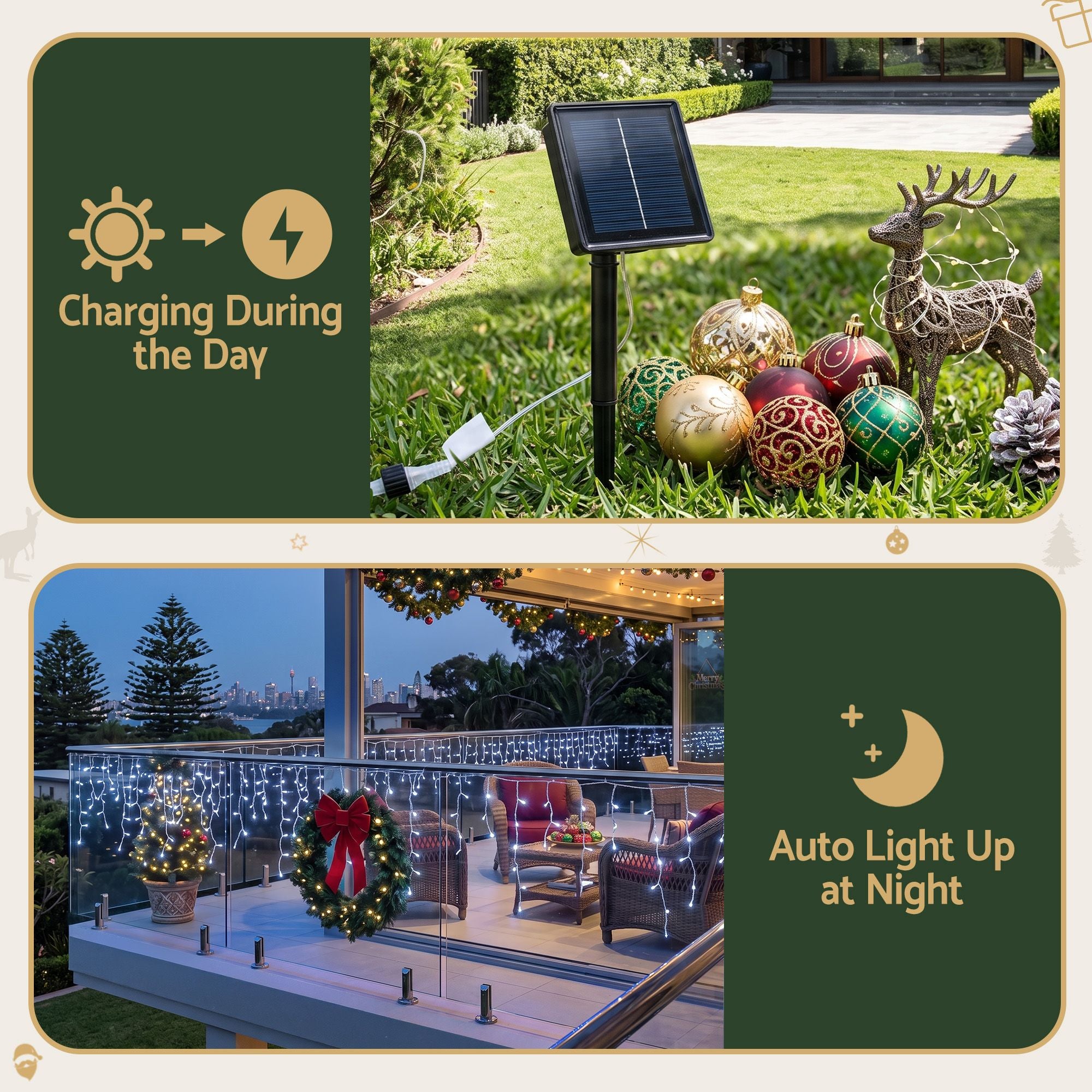 32M Solar Icicle Lights with 960 Cool White LED Lights