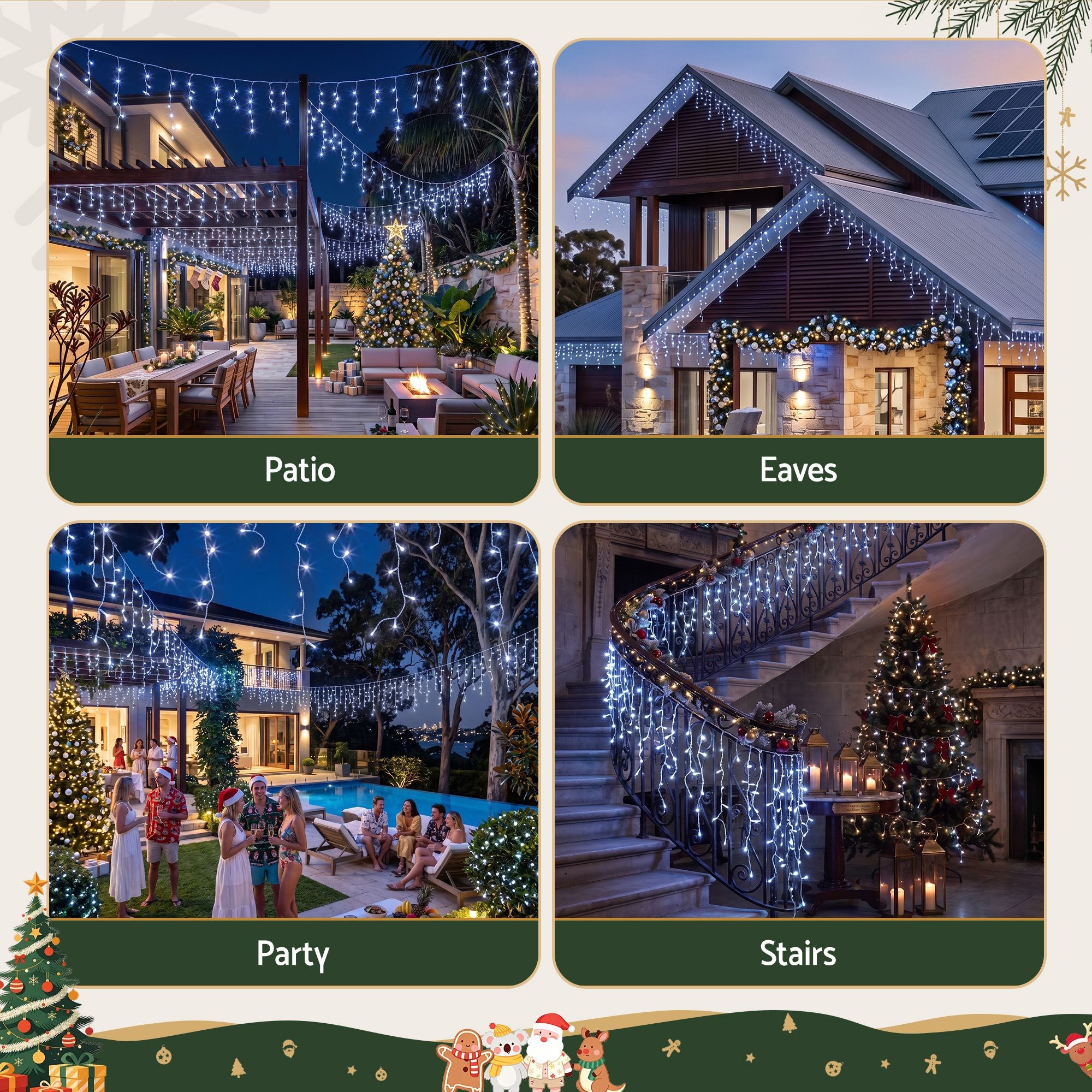 32M Solar Icicle Lights with 960 Cool White LED Lights