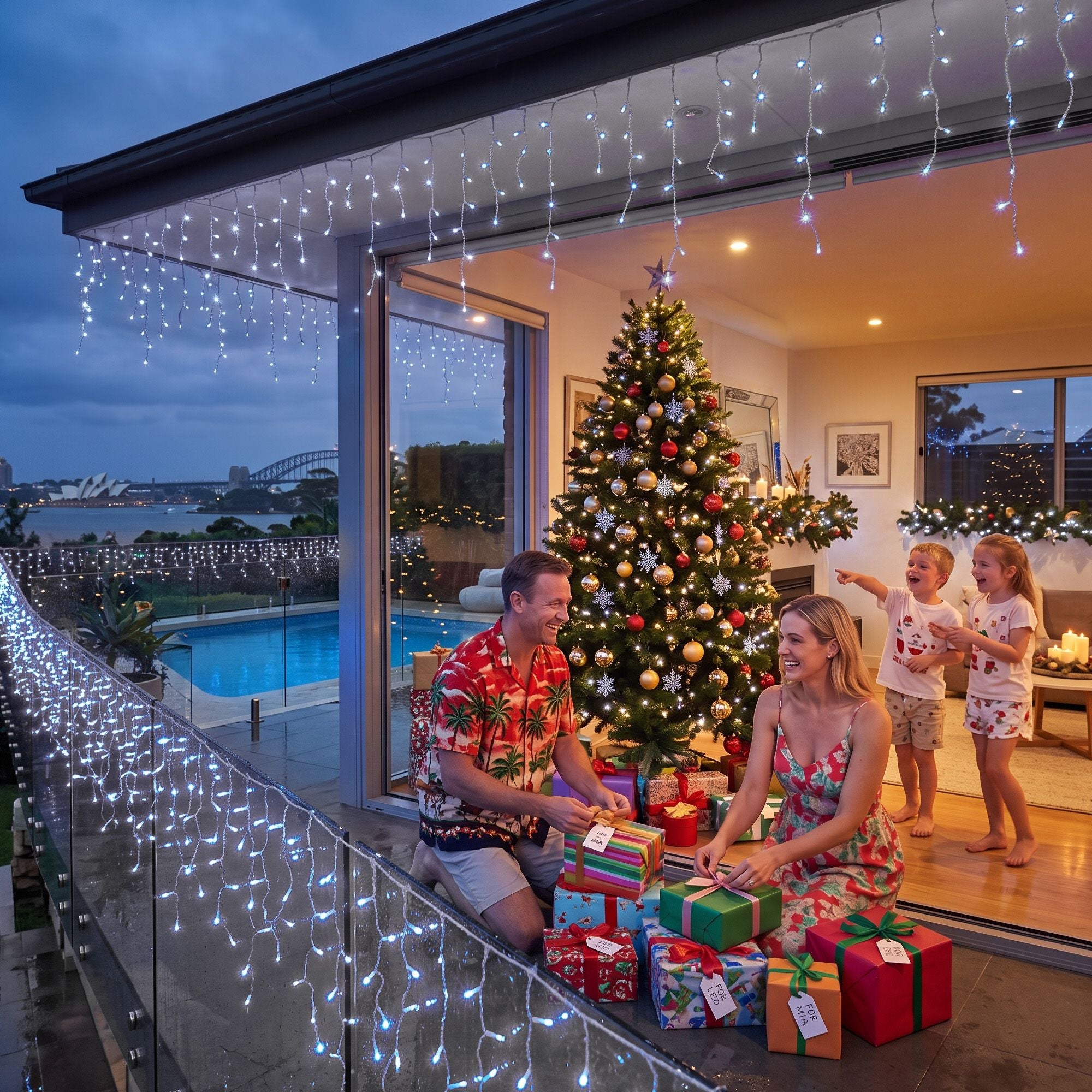 32M Solar Icicle Lights with 960 Cool White LED Lights