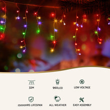 32M Solar Icicle Christmas Lights – 960 Multicolour LEDs