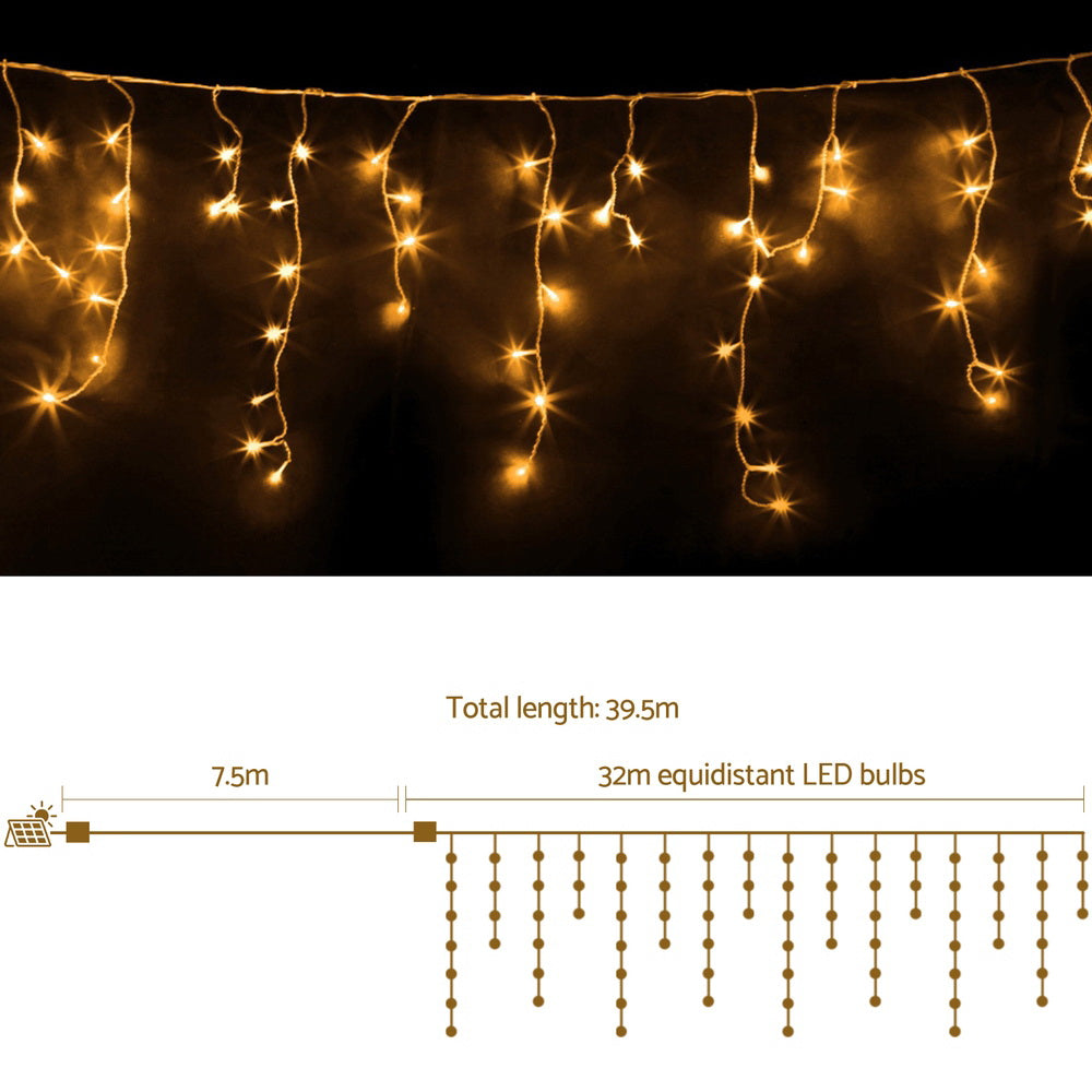 32M Solar Icicle Christmas Lights – 960 Warm White LEDs