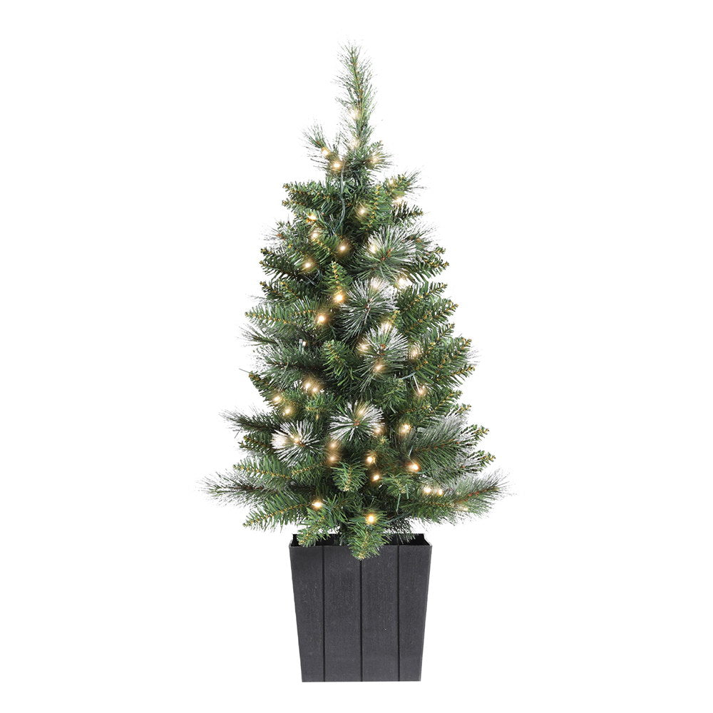 3FT Pre-Lit Potted Christmas Tree with 80 Warm White LEDs