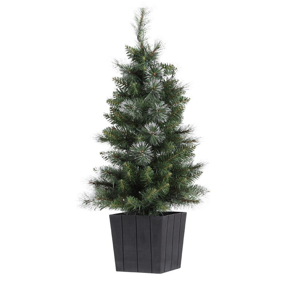 3FT Pre-Lit Potted Christmas Tree with 80 Warm White LEDs
