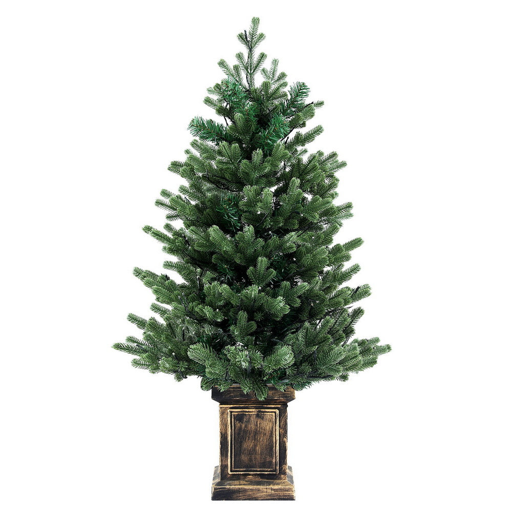 4FT Pre-Lit Potted Christmas Tree with 100 Warm White LEDs