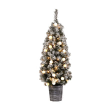 4FT Snow-Flocked Pre-Lit Potted Christmas Tree – 80 Warm White LEDs