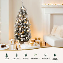 4FT Snow-Flocked Pre-Lit Potted Christmas Tree – 80 Warm White LEDs
