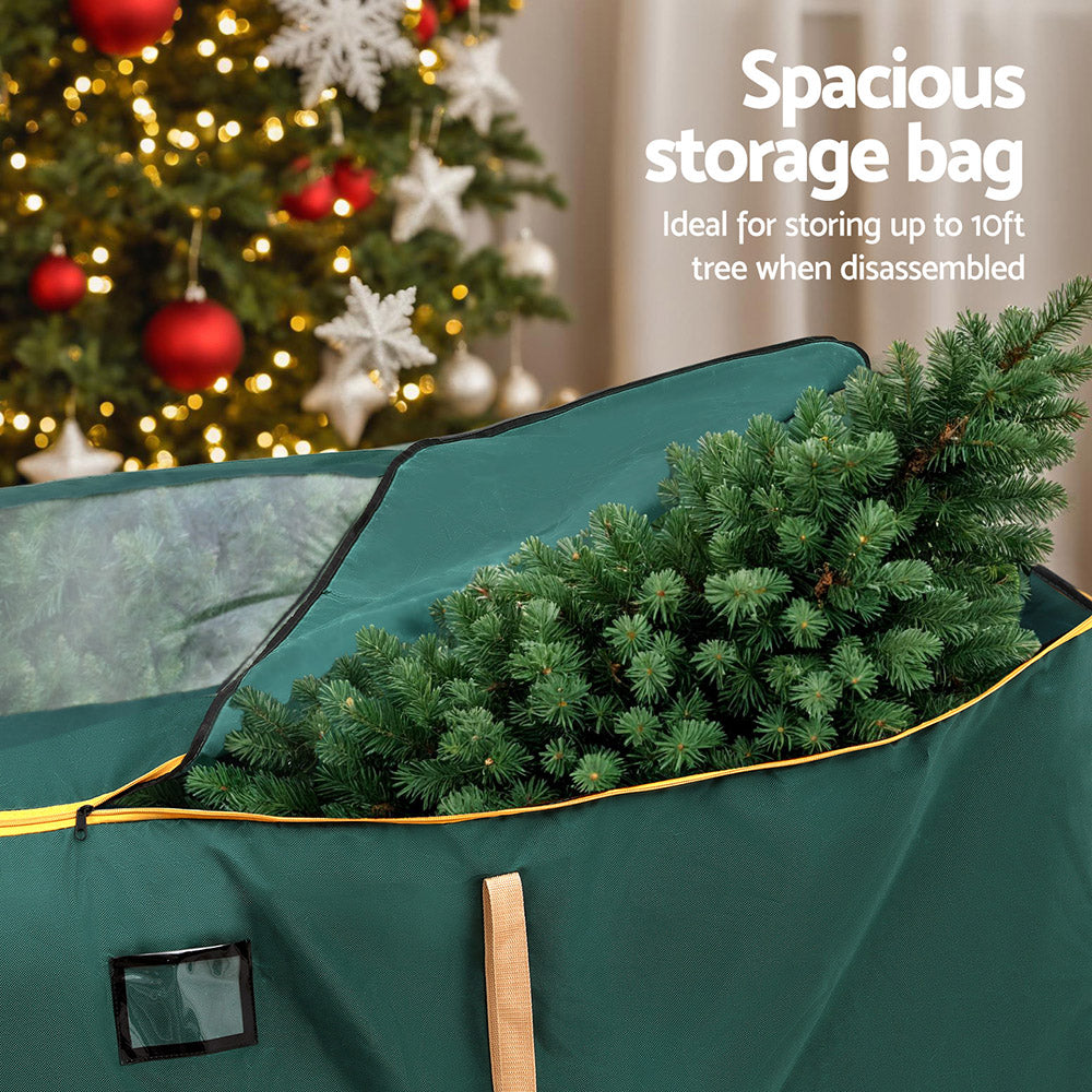 10FT Christmas Tree Storage Bag with Wheels – Green Oxford Fabric