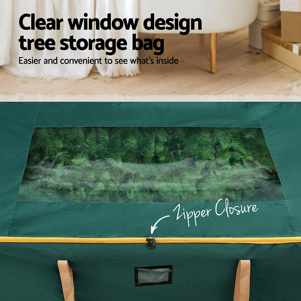 10FT Christmas Tree Storage Bag with Wheels – Green Oxford Fabric