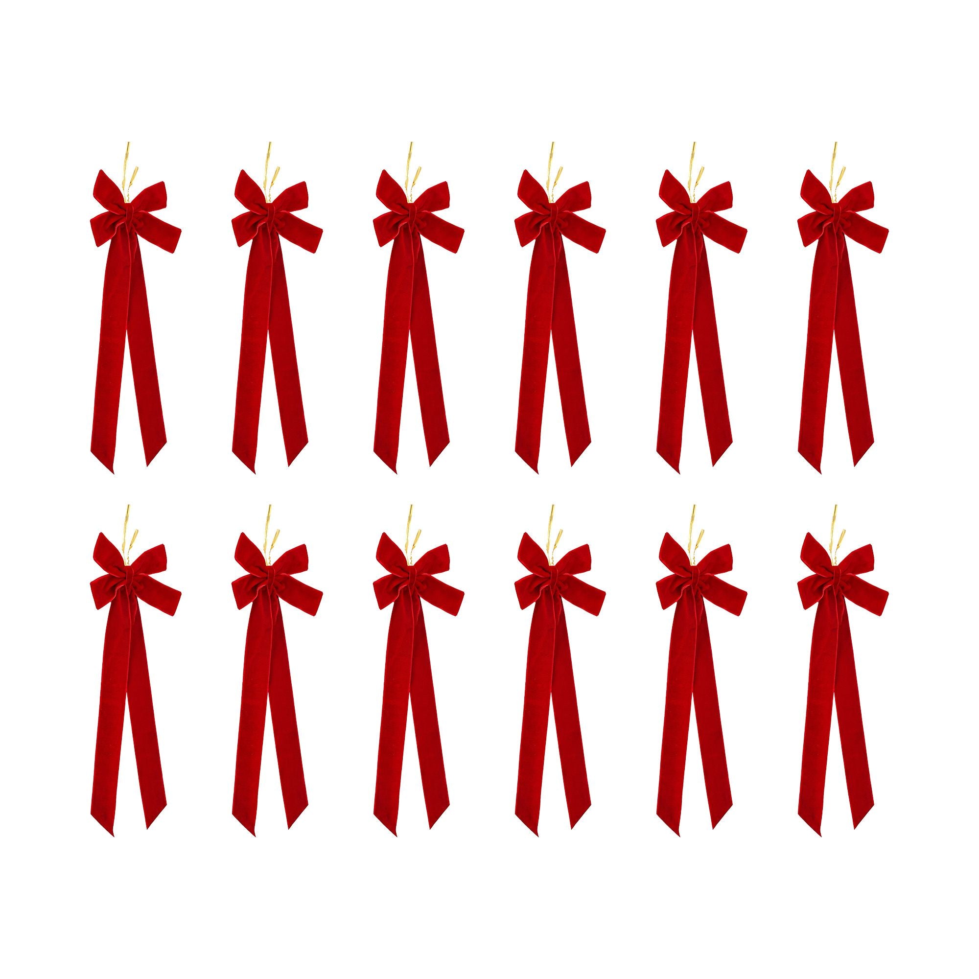 26CM Red Velvet Christmas Bows – 12-Piece Set