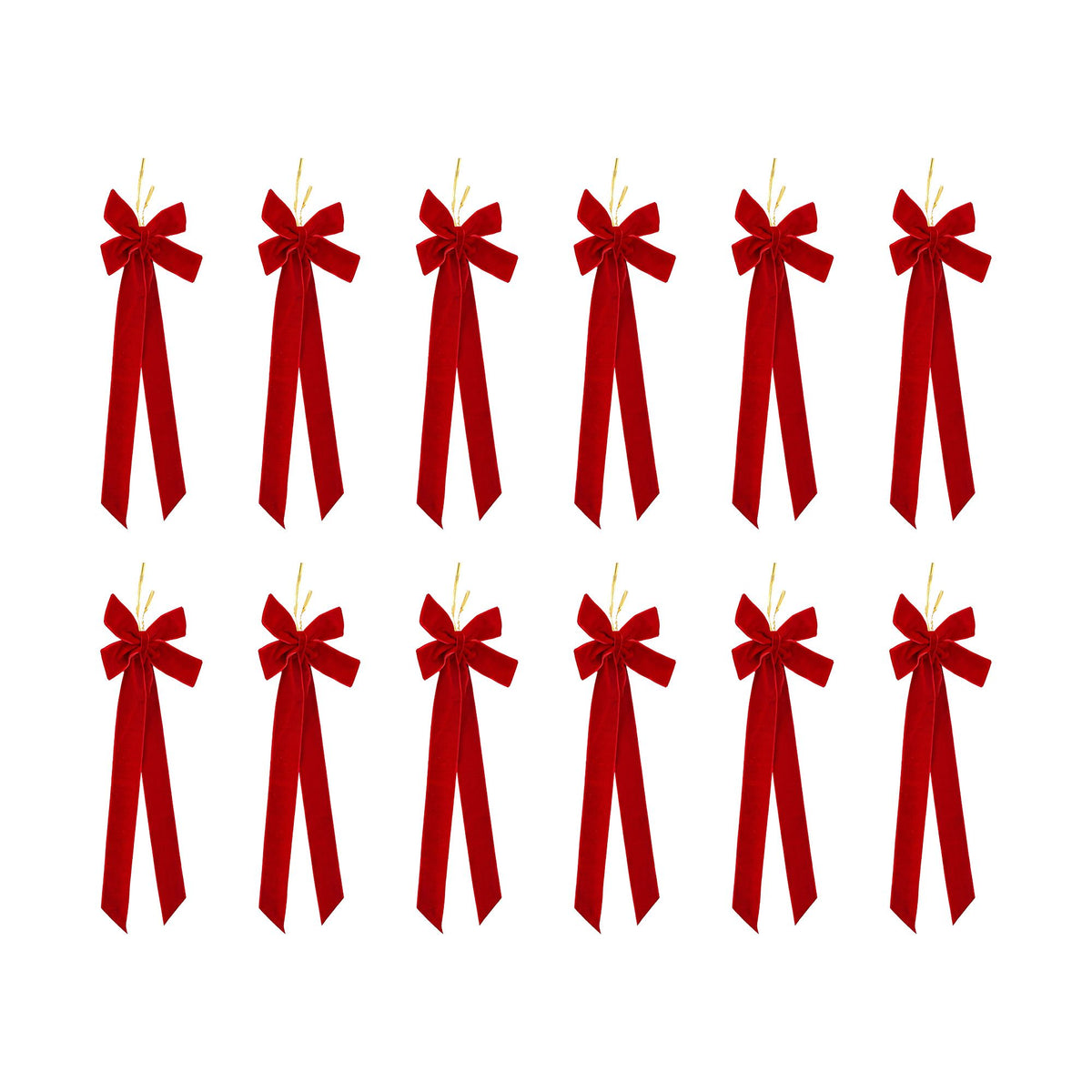 26CM Red Velvet Christmas Bows – 12-Piece Set