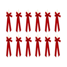 26CM Red Velvet Christmas Bows – 12-Piece Set