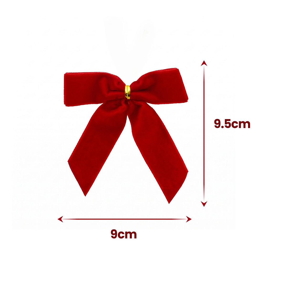 9.5CM Red Velvet Christmas Bows – 24-Piece Set