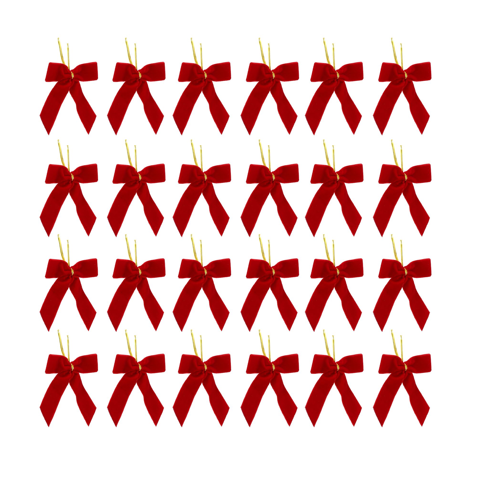 9.5CM Red Velvet Christmas Bows – 24-Piece Set