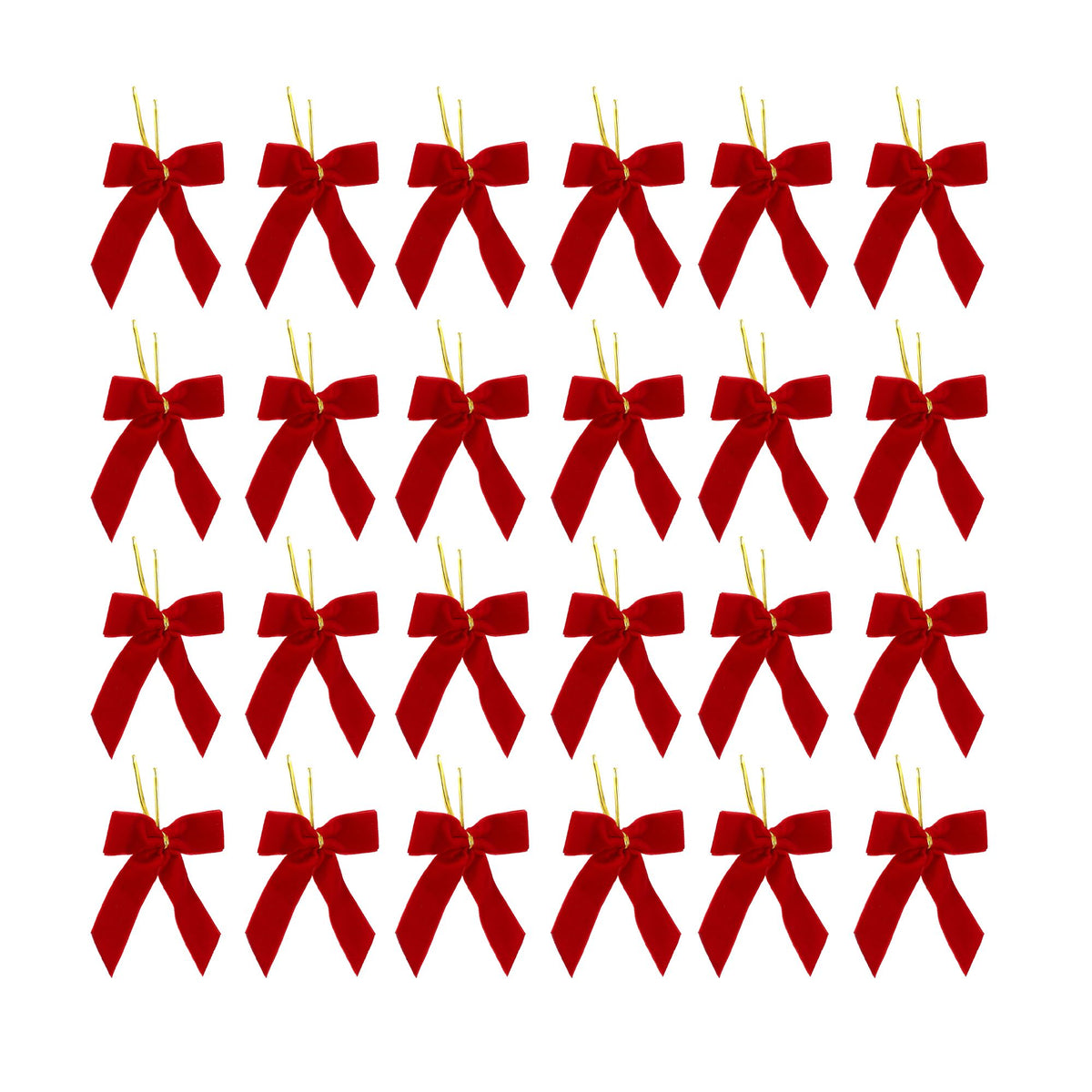 9.5CM Red Velvet Christmas Bows – 24-Piece Set