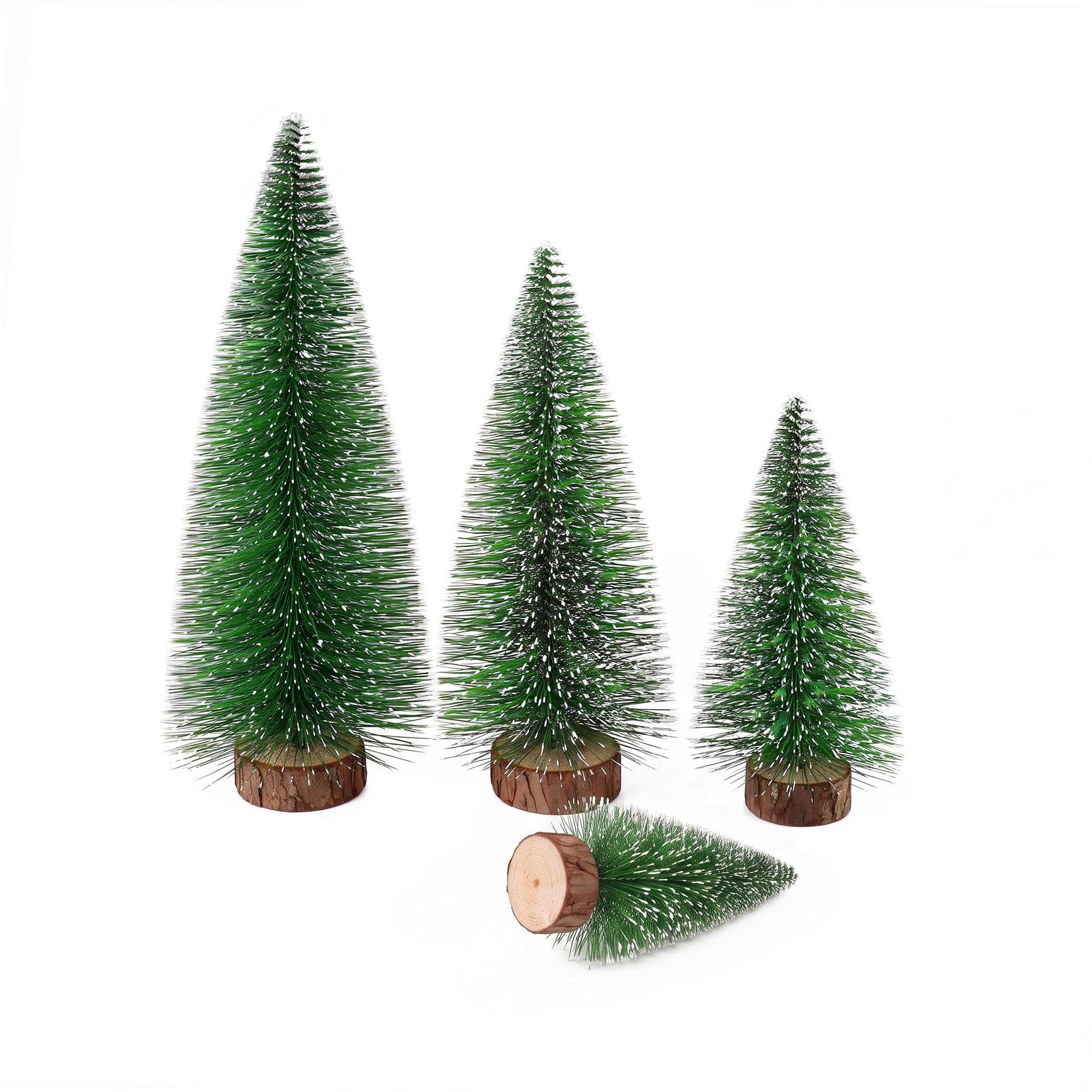 25CM Frosted Mini Christmas Tree Set – 4 Pack
