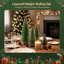 25CM Frosted Mini Christmas Tree Set – 4 Pack