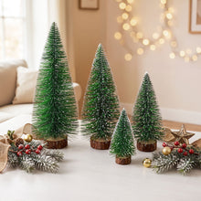 25CM Frosted Mini Christmas Tree Set – 4 Pack