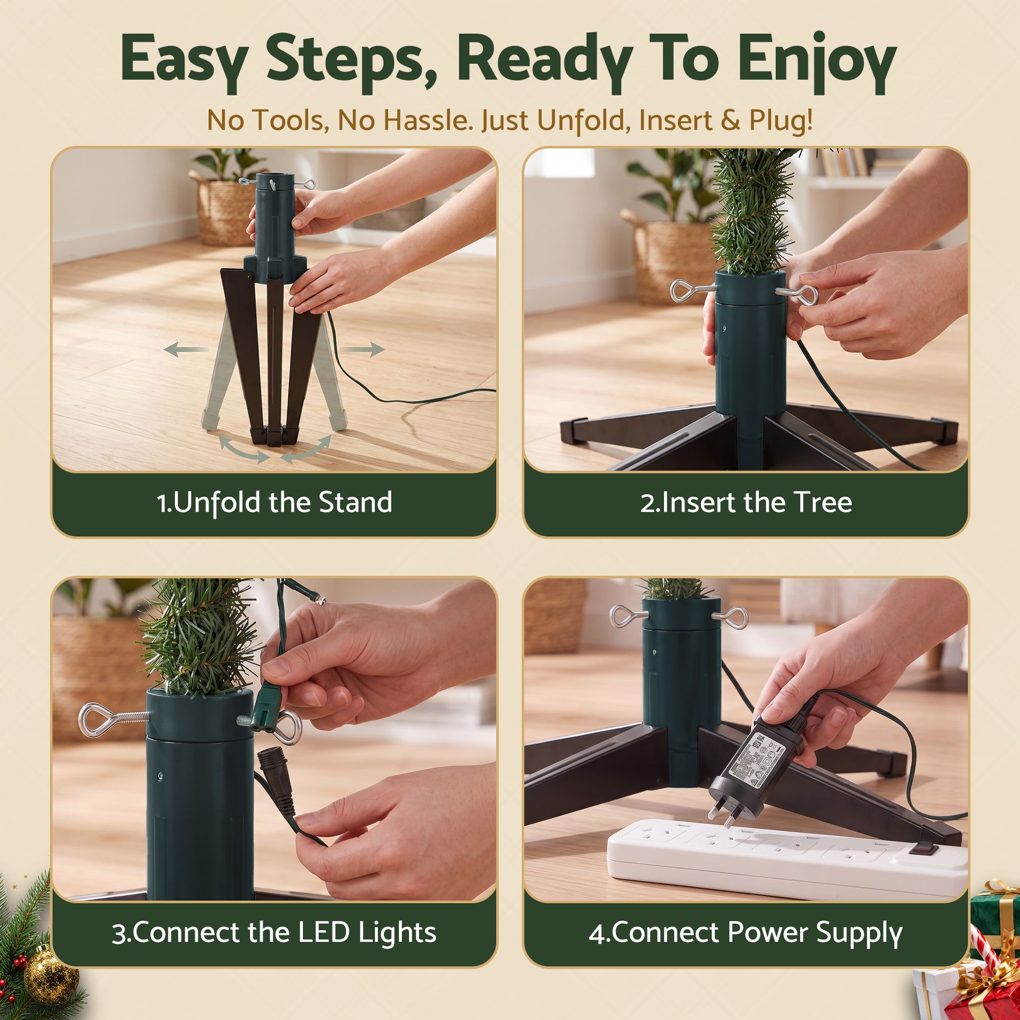 360° Rotating Christmas Tree Stand with Remote & Speaker