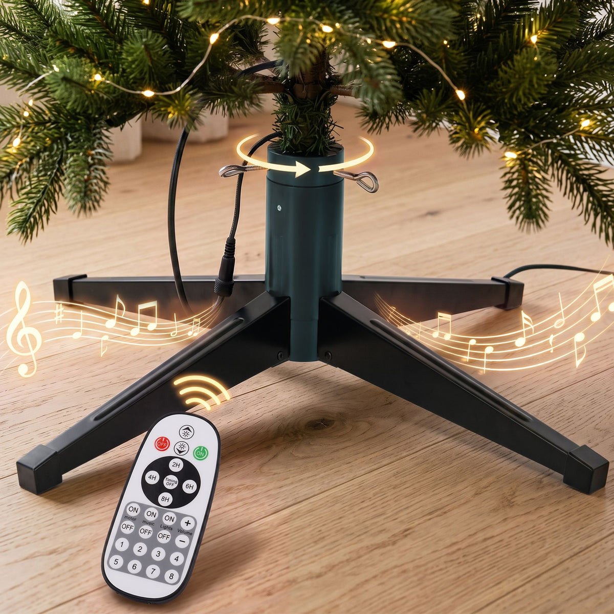 360° Rotating Christmas Tree Stand with Remote & Speaker
