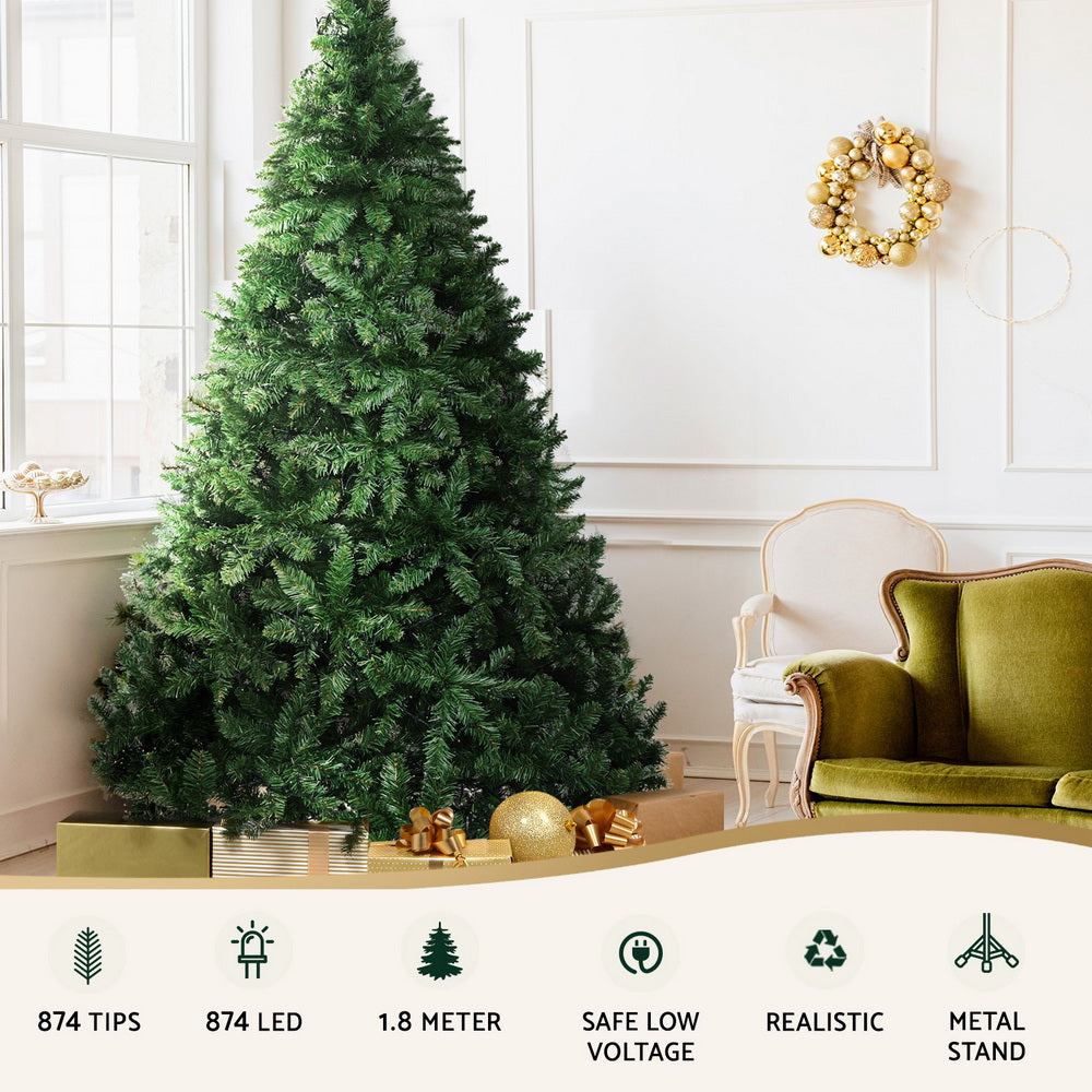 6FT Pre-Lit Fir Christmas Tree with 874 Warm White LEDs