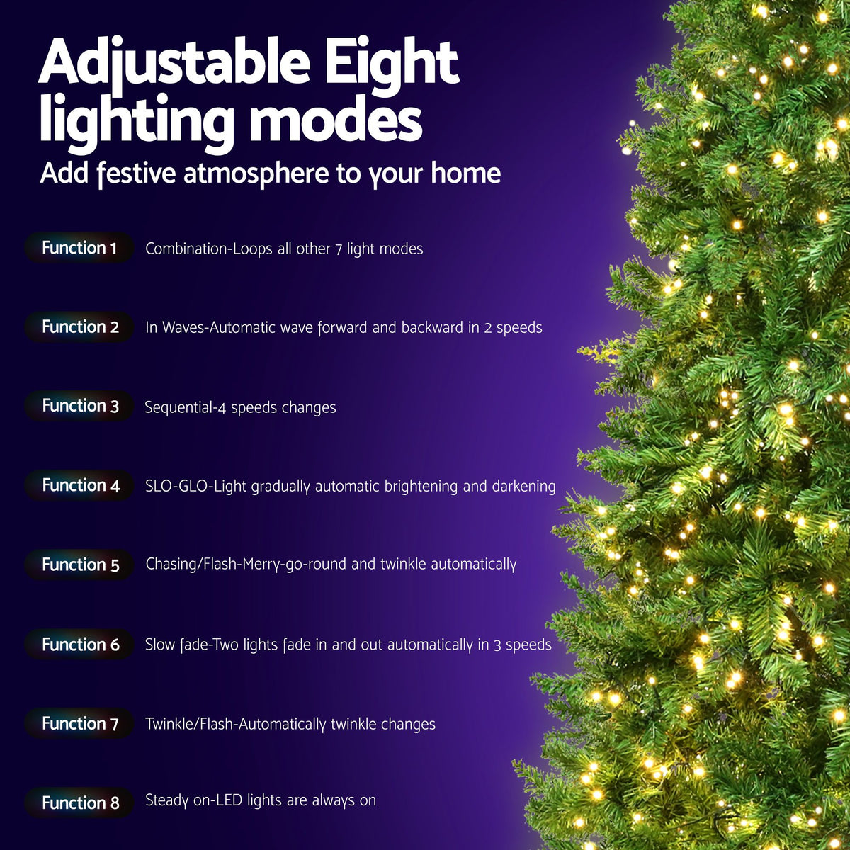 8FT Pre-Lit Christmas Tree – 1488 Warm White LEDs with Storage Bag