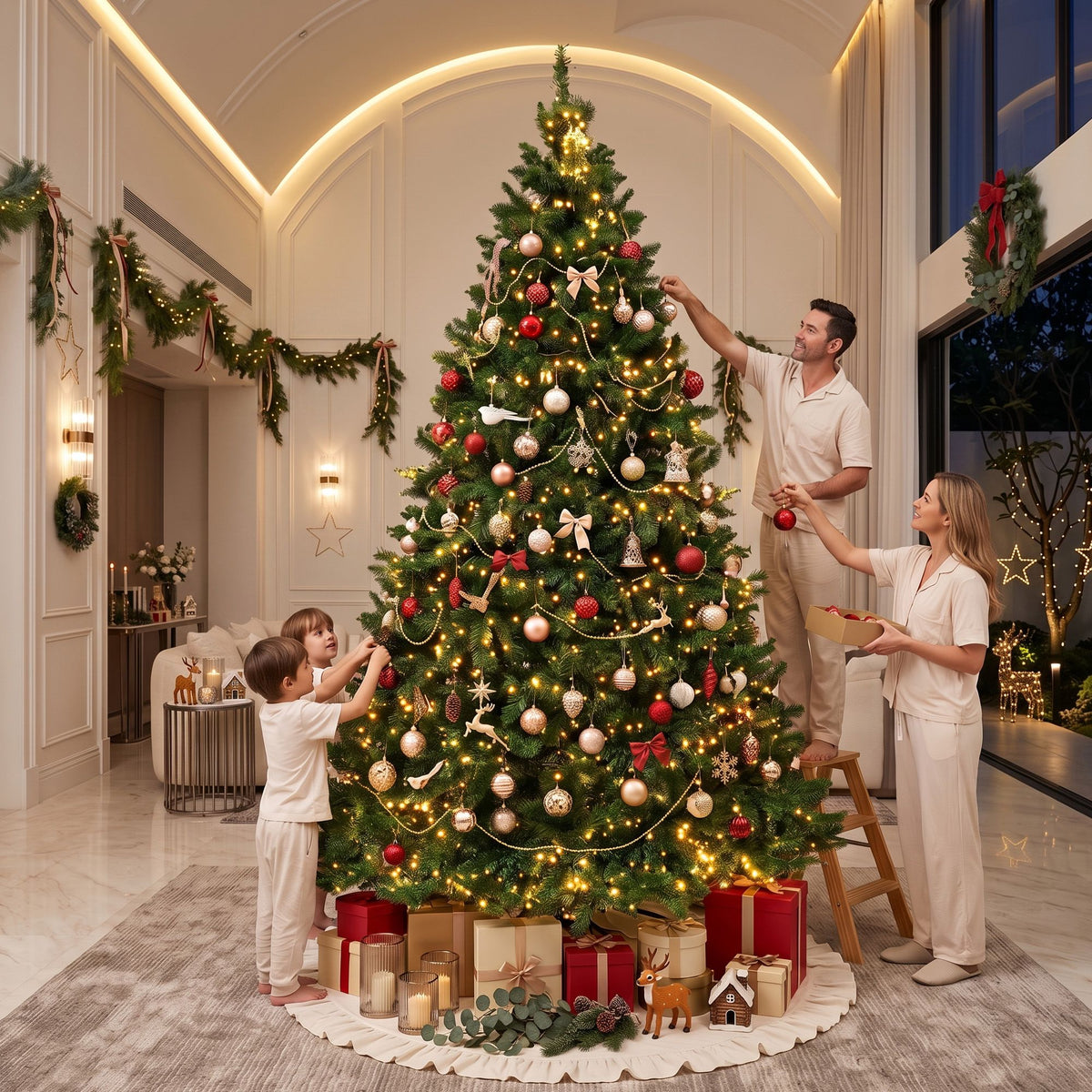 9FT Pre-Lit Fir Christmas Tree with 1800 Warm White LEDs