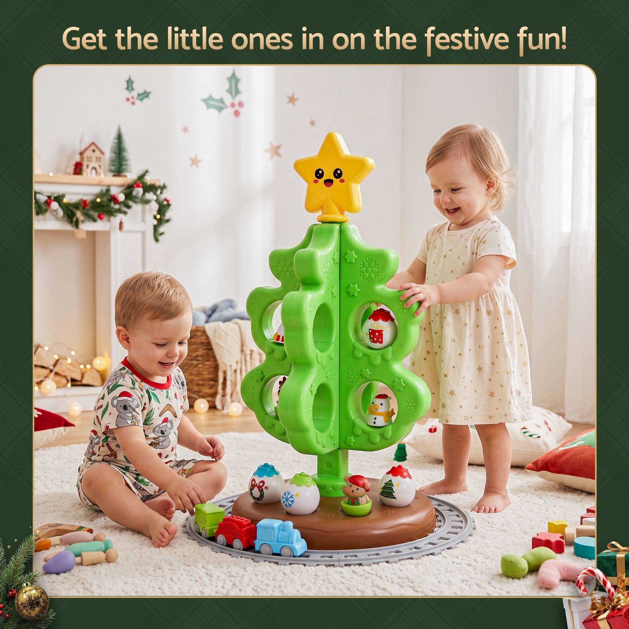 70CM Kids Christmas Tree Toy Set with Train