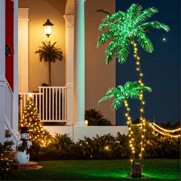 7FT Palm Christmas Tree – 24 Tips, 130 Warm White LED Lights
