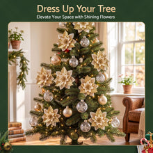 14CM Gold Poinsettia Christmas Tree Decorations – 10 Pack