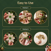 14CM Gold Poinsettia Christmas Tree Decorations – 10 Pack