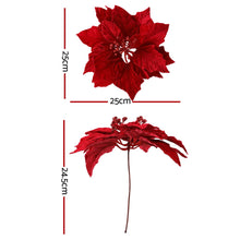 14 Piece Red Poinsettia Christmas Tree Flower Decoration Set