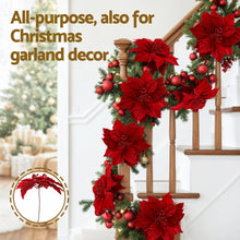 14 Piece Red Poinsettia Christmas Tree Flower Decoration Set