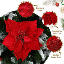 14 Piece Red Poinsettia Christmas Tree Flower Decoration Set