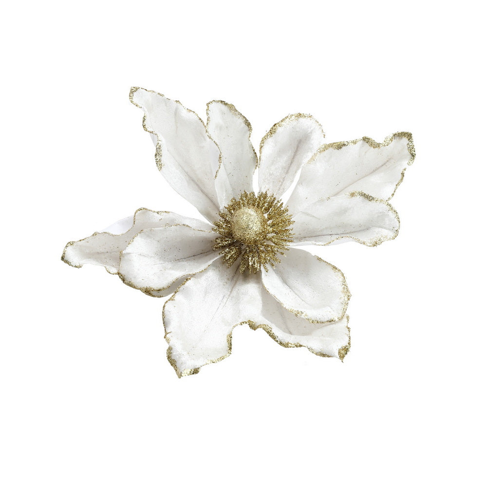 14 Piece White Magnolia Christmas Tree Flower Decoration Set