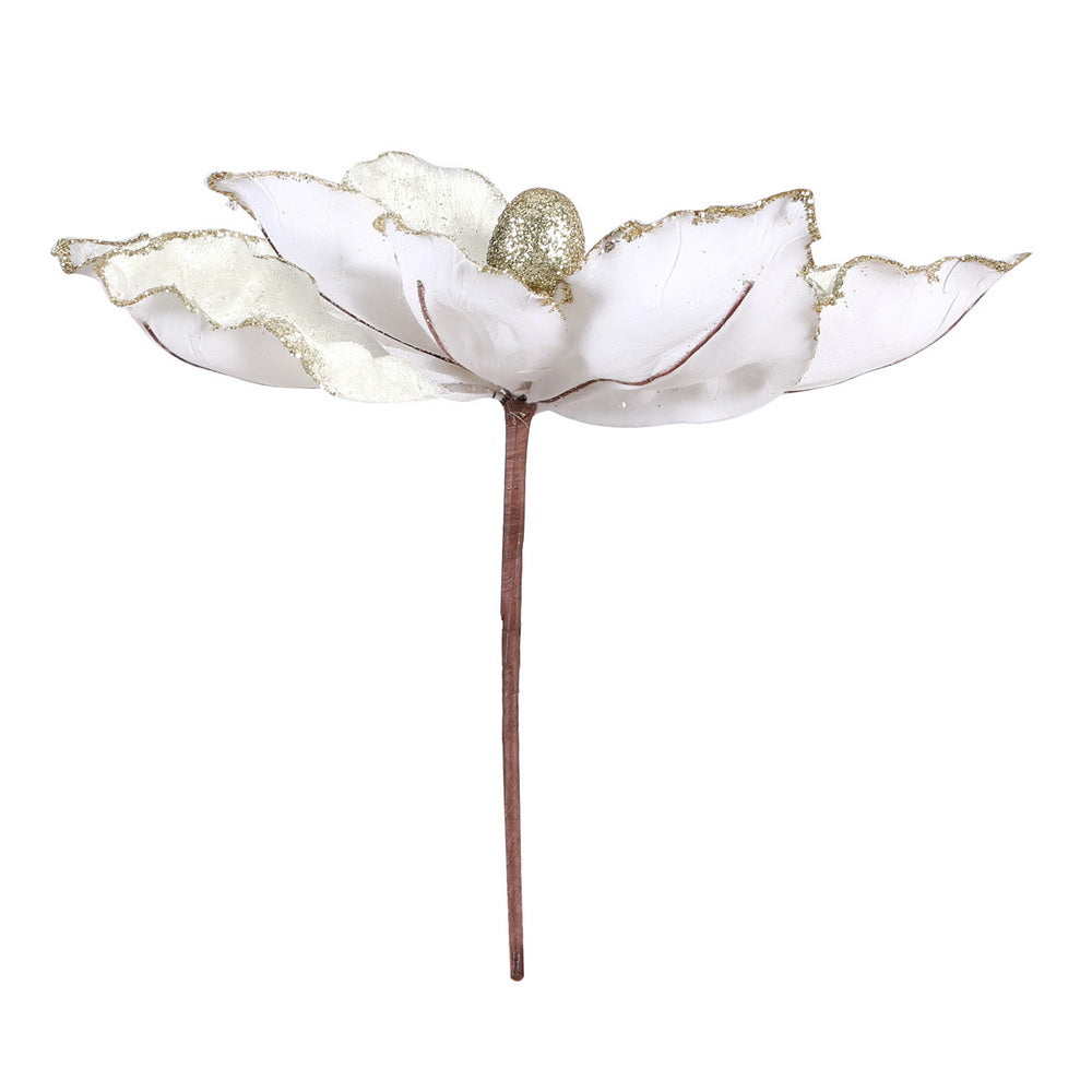 14 Piece White Magnolia Christmas Tree Flower Decoration Set