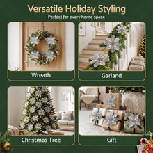 14CM Silver Poinsettia Christmas Tree Decorations – 20 Pack
