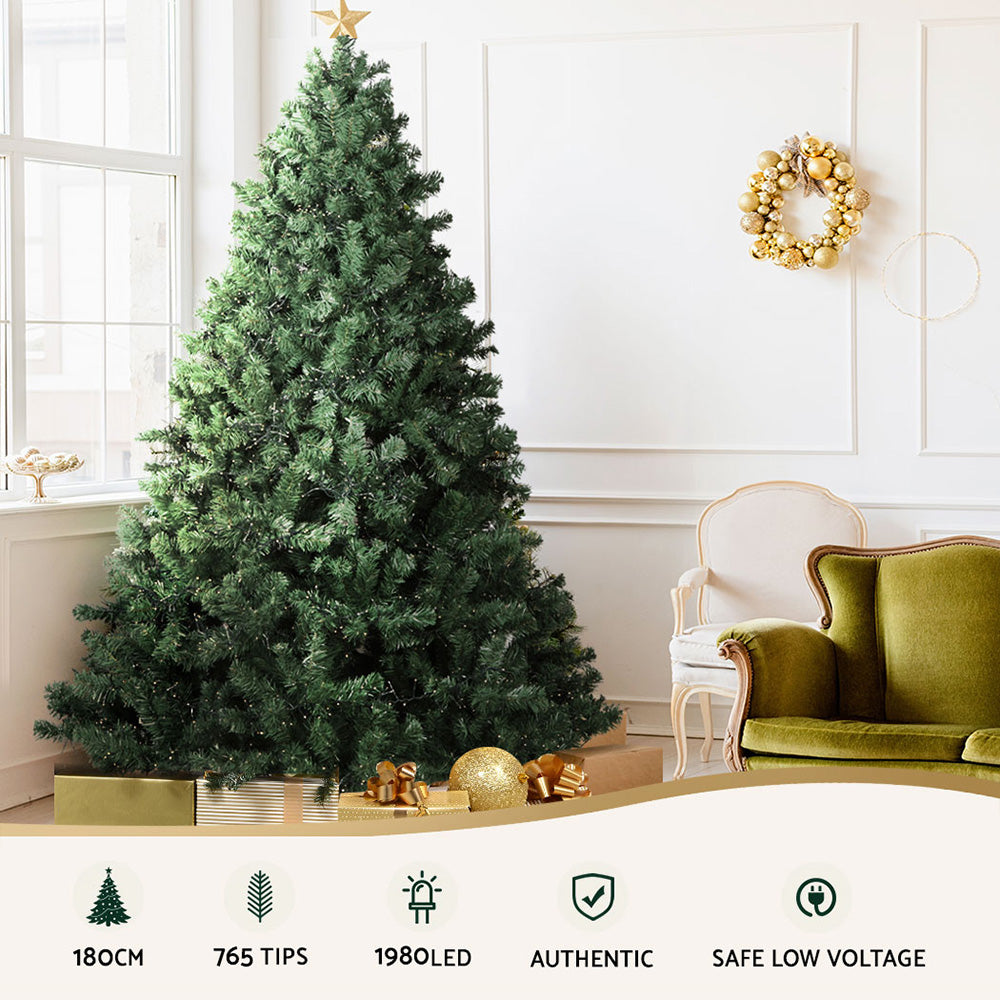 6FT Pre-Lit Green Christmas Tree with 1980 Warm White Micro LEDs