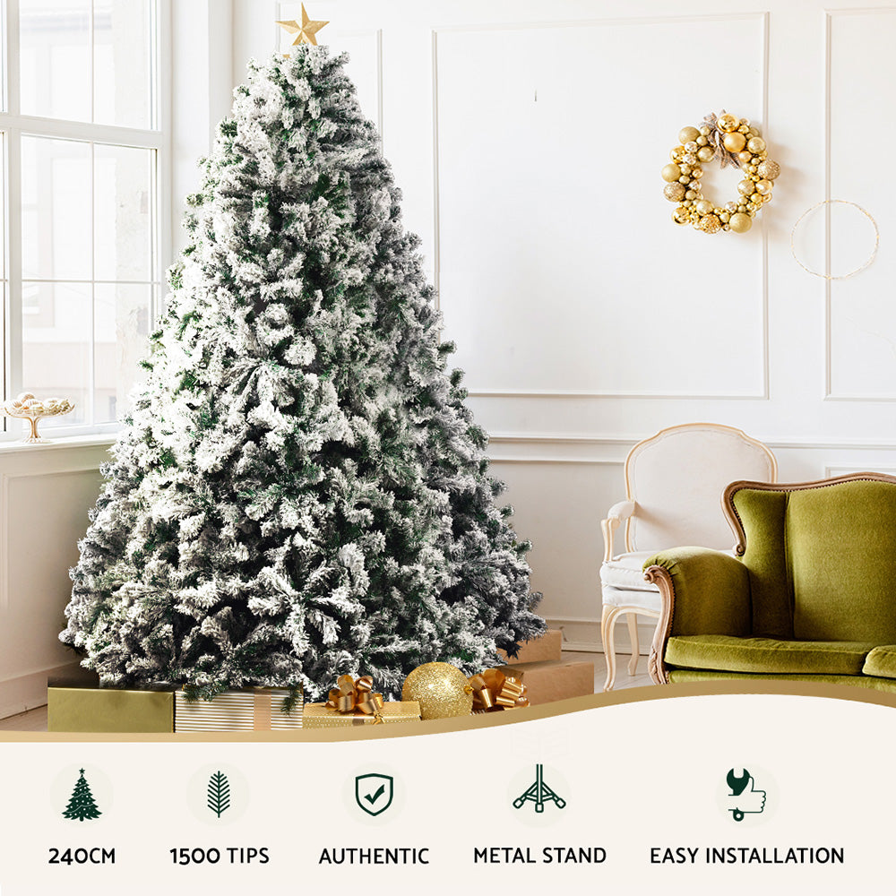 8FT Flocked Fir Christmas Tree with 1500 Tips