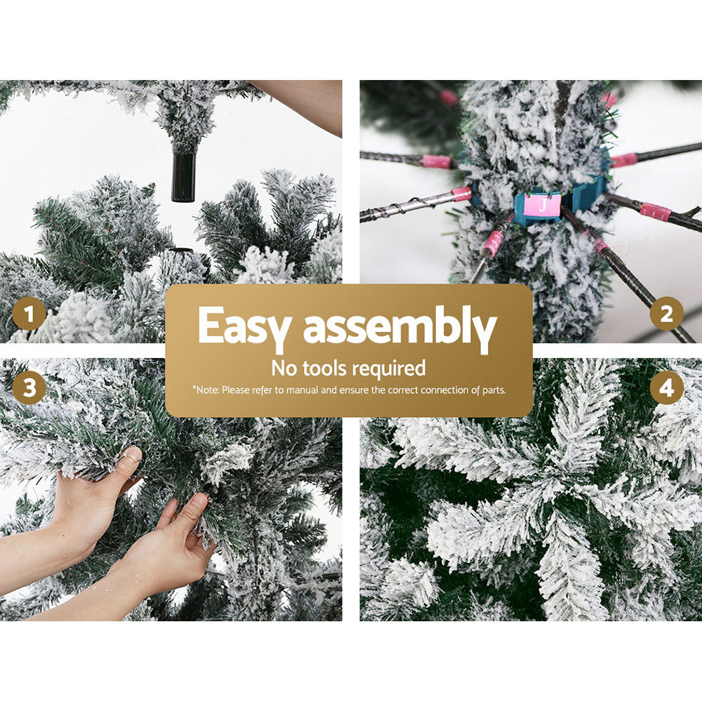8FT Flocked Fir Christmas Tree with 1500 Tips