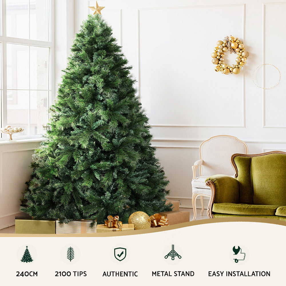 8FT Premium Green Pine Christmas Tree with 2100 Tips