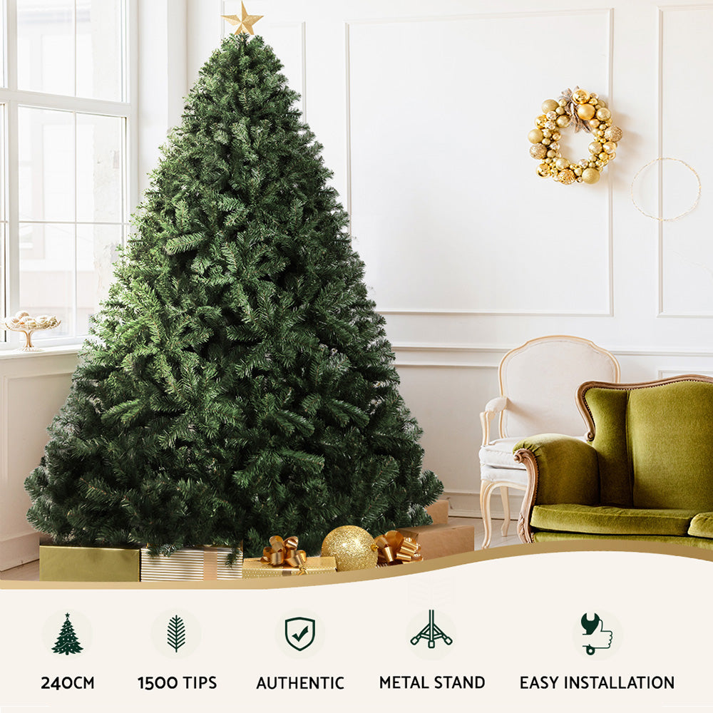 8FT Green Fir Christmas Tree with 1500 Tips