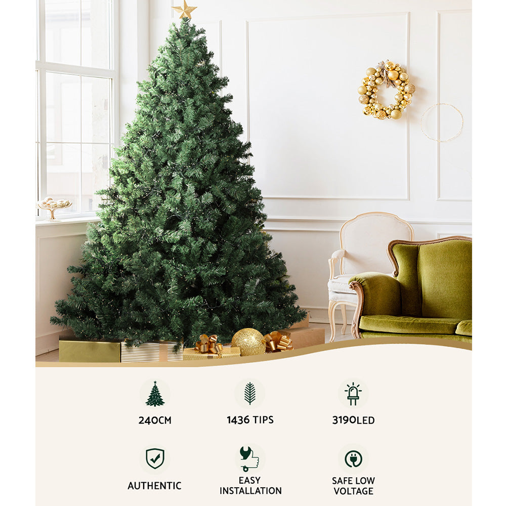 8FT Pre-Lit Fir Christmas Tree with 3190 Warm White LEDs