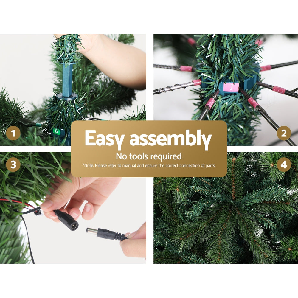 8FT Pre-Lit Green Christmas Tree with 3190 Multi-Colour Micro LEDs