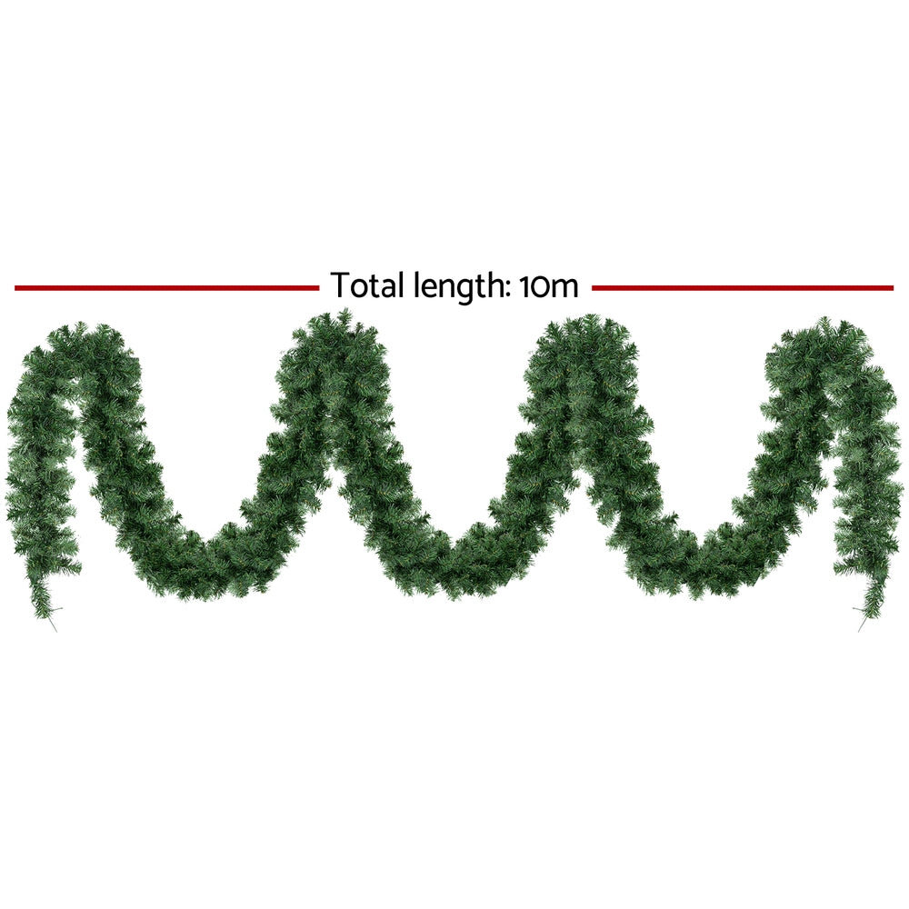 10M Pre-Lit Green Christmas Garland with 160 Warm White LEDs