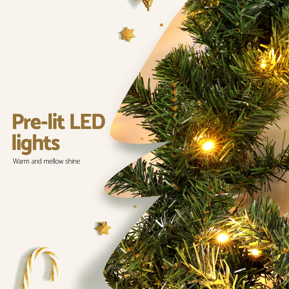 10M Pre-Lit Green Christmas Garland with 160 Warm White LEDs