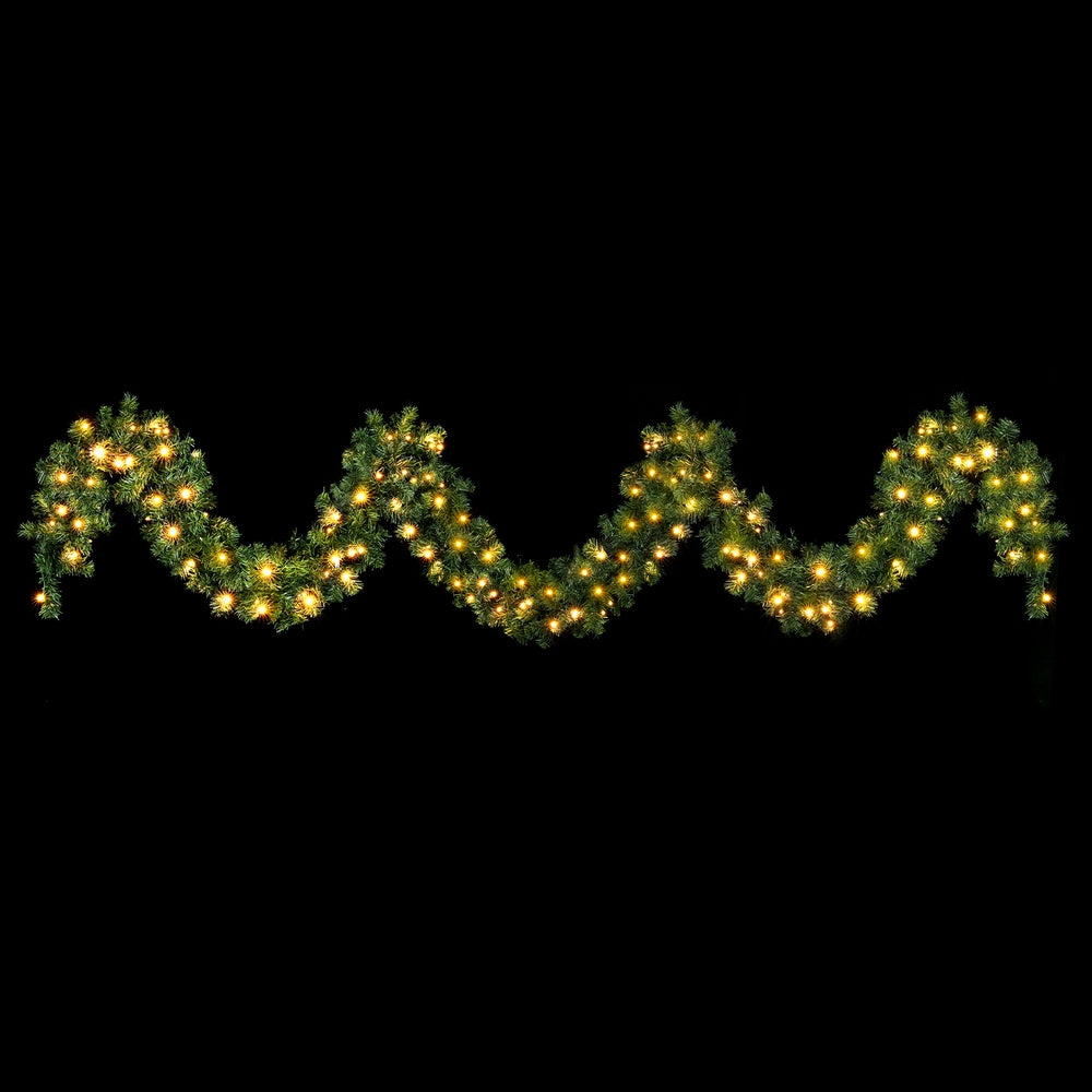 5M Pre-Lit Green Christmas Garland with 100 Warm White LEDs