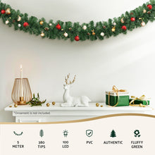5M Pre-Lit Green Christmas Garland with 100 Warm White LEDs