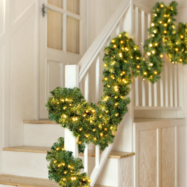 5M Pre-Lit Christmas Garland – 380 Tips 100 Warm White LEDs