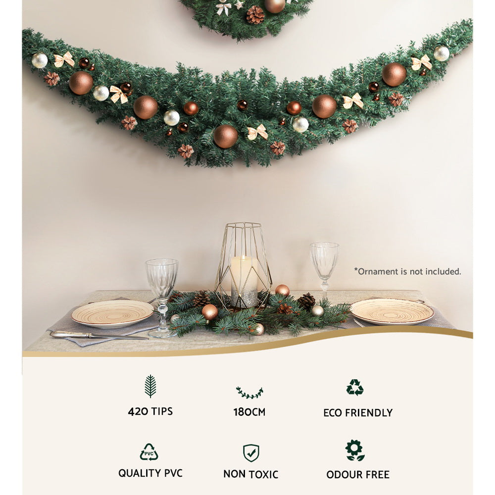 1.8M Green Christmas Garland with 420 Tips